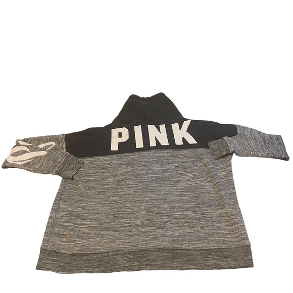Victoria Secret Pink Sweatshirt Women Medium Gray Pullover Bling Cowl Neck Solid - Picture 2 of 6